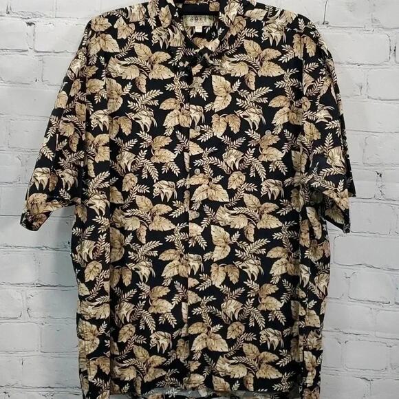 Campia Moda Men's Shirt Hawaiian Fish & Palm Leaves Black Short Sleeve Size XL - Picture 1 of 4